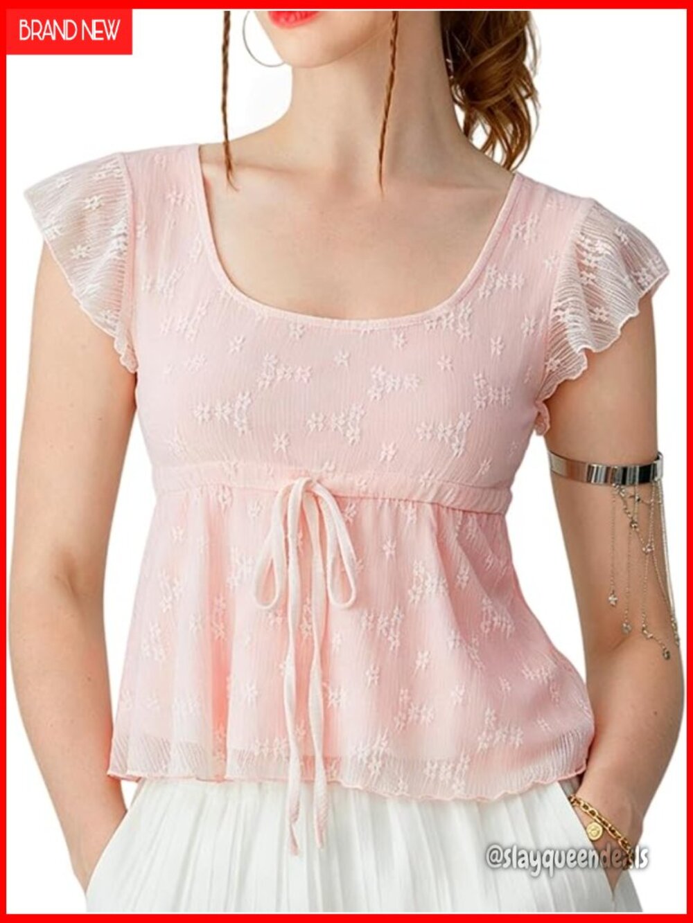 Square Neck Peplum Top Y2k Cap Sleeve Lace Up Slim Fit Blouse